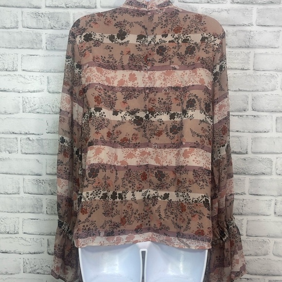 Paper Crane Choker Double Tie Sleeve Blouse Medium - Picture 2 of 8